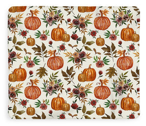 Pumpkin and Fall Flowers Pattern  - Blanket