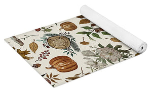 Pumpkins, Flowers and Fall Foliage - Yoga Mat