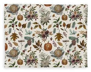 Pumpkins, Flowers and Fall Foliage - Blanket