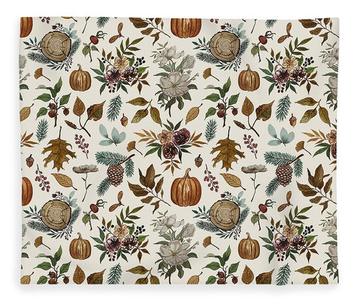 Pumpkins, Flowers and Fall Foliage - Blanket