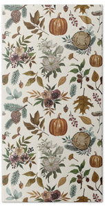 Pumpkins, Flowers and Fall Foliage - Bath Towel