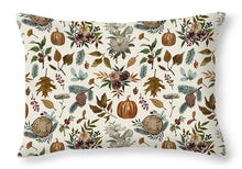 Load image into Gallery viewer, Pumpkins, Flowers and Fall Foliage - Throw Pillow