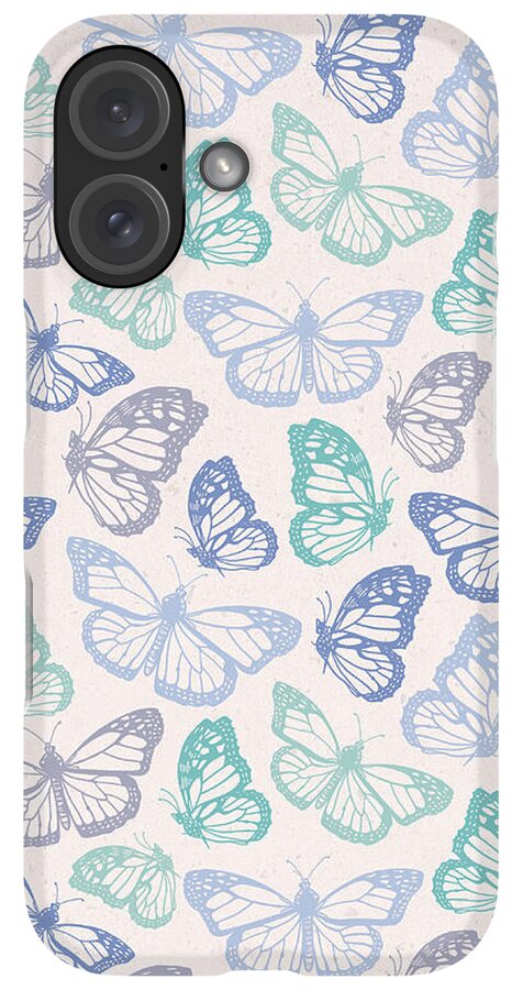 Purple and Green Butterfly Pattern - Phone Case