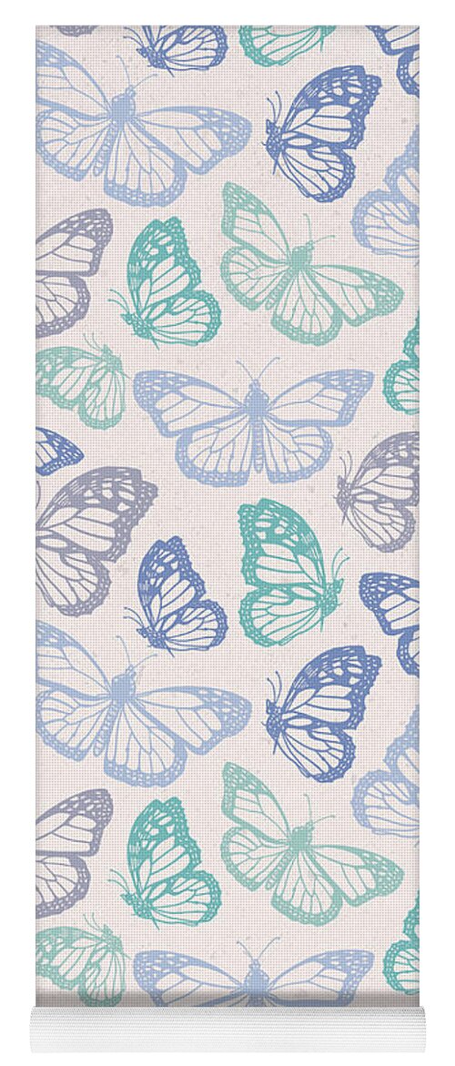 Purple and Green Butterfly Pattern - Yoga Mat