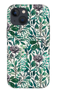 Purple Flowers and Eucalyptus Leaves - Phone Case