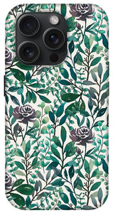 Purple Flowers and Eucalyptus Leaves - Phone Case