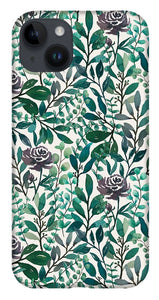 Purple Flowers and Eucalyptus Leaves - Phone Case