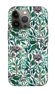Purple Flowers and Eucalyptus Leaves - Phone Case
