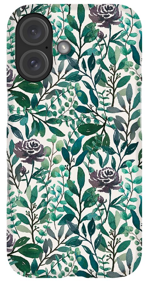 Purple Flowers and Eucalyptus Leaves - Phone Case