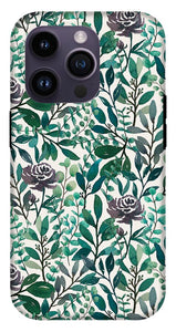 Purple Flowers and Eucalyptus Leaves - Phone Case