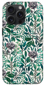 Purple Flowers and Eucalyptus Leaves - Phone Case