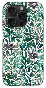 Purple Flowers and Eucalyptus Leaves - Phone Case