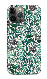 Purple Flowers and Eucalyptus Leaves - Phone Case