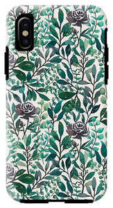 Purple Flowers and Eucalyptus Leaves - Phone Case