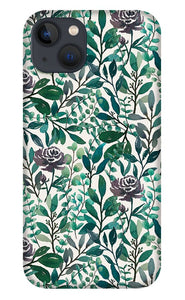 Purple Flowers and Eucalyptus Leaves - Phone Case