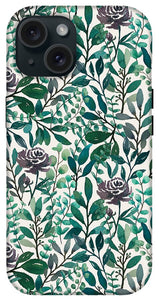 Purple Flowers and Eucalyptus Leaves - Phone Case