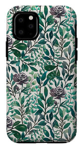 Purple Flowers and Eucalyptus Leaves - Phone Case