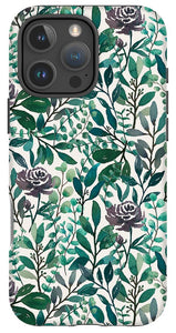 Purple Flowers and Eucalyptus Leaves - Phone Case