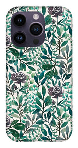 Purple Flowers and Eucalyptus Leaves - Phone Case