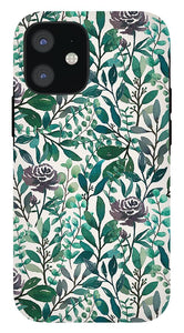 Purple Flowers and Eucalyptus Leaves - Phone Case
