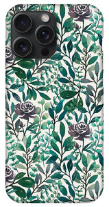 Purple Flowers and Eucalyptus Leaves - Phone Case