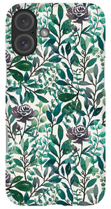Purple Flowers and Eucalyptus Leaves - Phone Case