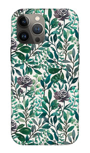 Purple Flowers and Eucalyptus Leaves - Phone Case