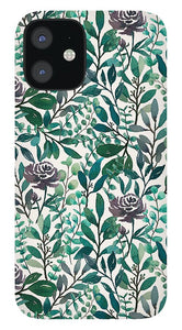 Purple Flowers and Eucalyptus Leaves - Phone Case