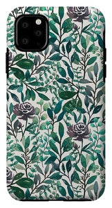 Purple Flowers and Eucalyptus Leaves - Phone Case