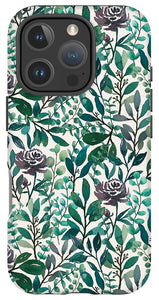 Purple Flowers and Eucalyptus Leaves - Phone Case