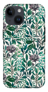 Purple Flowers and Eucalyptus Leaves - Phone Case