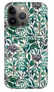Purple Flowers and Eucalyptus Leaves - Phone Case