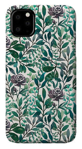 Purple Flowers and Eucalyptus Leaves - Phone Case