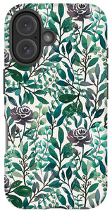 Purple Flowers and Eucalyptus Leaves - Phone Case