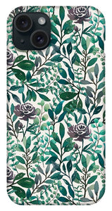 Purple Flowers and Eucalyptus Leaves - Phone Case