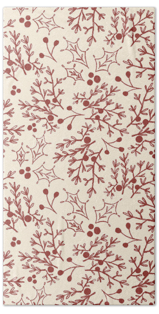 Red Christmas Branch - Beach Towel