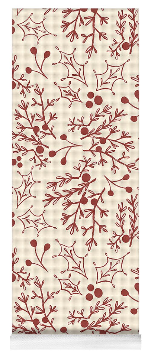 Red Christmas Branch - Yoga Mat