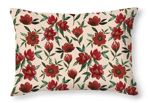 Red Fall Flowers - Throw Pillow