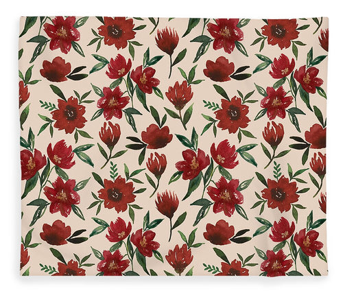 Red Fall Flowers - Blanket