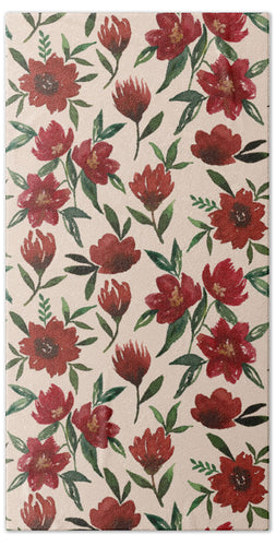 Red Fall Flowers - Beach Towel