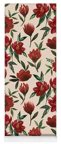 Red Fall Flowers - Yoga Mat