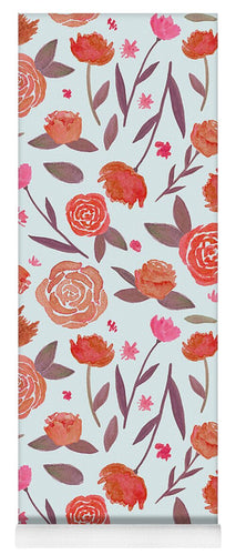 Red Floral Pattern - Yoga Mat