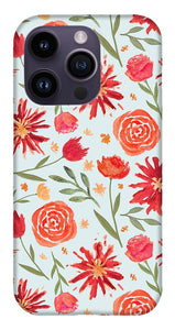 Red Flower Burst Pattern - Phone Case