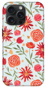 Red Flower Burst Pattern - Phone Case