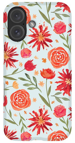 Red Flower Burst Pattern - Phone Case