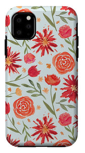 Red Flower Burst Pattern - Phone Case
