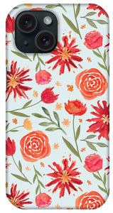 Red Flower Burst Pattern - Phone Case