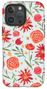 Red Flower Burst Pattern - Phone Case