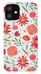 Red Flower Burst Pattern - Phone Case