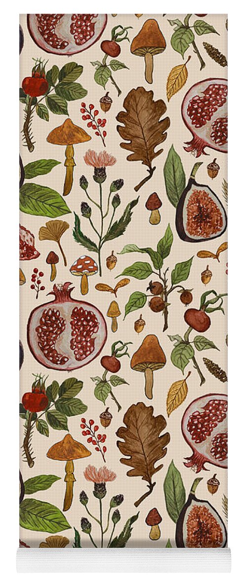 Rose hips, fruit, and leaves  - Yoga Mat